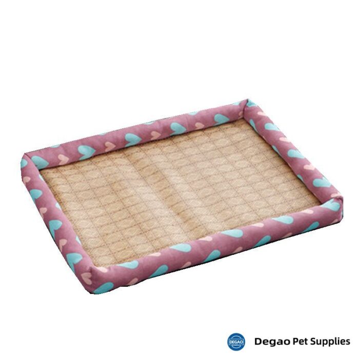 Item No.: DGM2263A9 Item Name: Pink Love Pet Mat Material: Rattan, Linen, Oxford, PP Cotton Item Size: Medium ---540mm*440mm Remark: 1) Small : 430*320mm   4 pounds     Medium: 540*440mm   10 pounds     Large: 660*510mm   20 pounds     X-Large: 830*610   40 pounds 2) Customization accept.