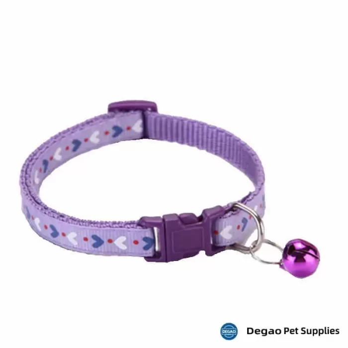 Item No.: DGP2264A2 Item Name: Purple Heart Cat Collar Material: Nylon, PP Safety Buckle Item Size: Collar width: 10mm Neck circumference: 190 - 320mm Remark: 1) Customization accept.