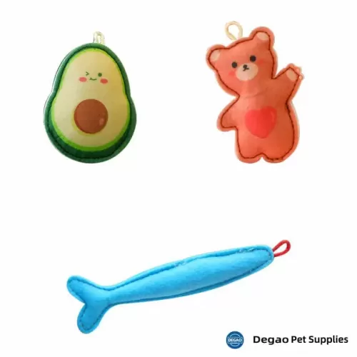 Item No.: DGP226E317 Item Name: Fish Avocado Bear Cat Toys Material: Felt, PP Cotton, Catnip Item Size: 120*80*15mm Remark: 1) Customization accept.