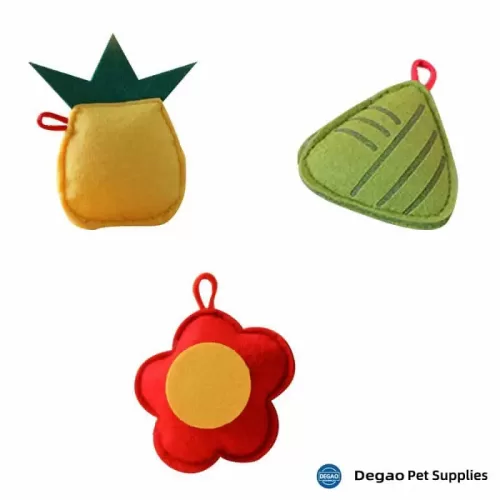 Item No.: DGP226E318 Item Name: Zongzi Pineapple Flower Cat Toys Material: Felt, PP Cotton, Catnip Item Size: 120*80*15mm Remark: 1) Customization accept.