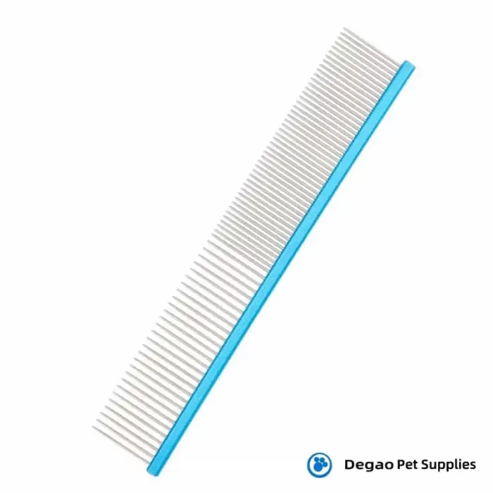 Item No.: DGP229A414 Item Name: Blue Pet Grooming Comb Category: Cleaning & Grooming Material: Stainless steel Item Size: Long 190mm Remark: 1) Customization accept.