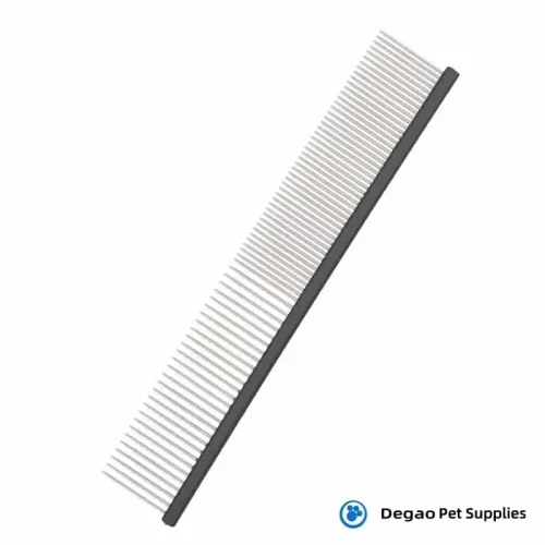 Item No.: DGP229A416 Item Name:Black Pet Grooming Comb Category: Cleaning & Grooming Material: Stainless steel Item Size: Long 190mm Remark: 1) Customization accept.