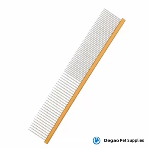 Item No.: DGP229A417 Item Name: Gold Pet Grooming Comb Category: Cleaning & Grooming Material: Stainless steel Item Size: Long 190mm Remark: 1) Customization accept.