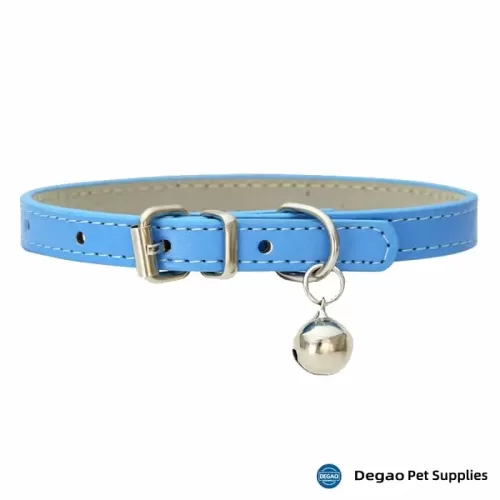 Item No.: DGP226G324 Item Name: Blue Leather Pet Collar Material: PU Leather, Metal Buckle Item Size: 15*300mm Remark: 1) Customization accept.