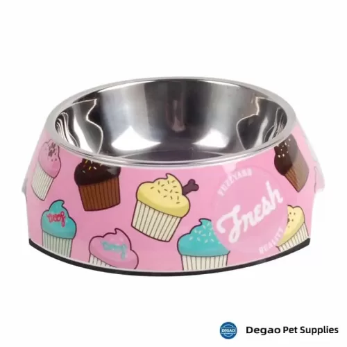 Item No.: DGP226D417 Item Name: Ice Cream Dog Bowl Material:  Stainless Steel + Melamine Item Size: M: 140*40mm(Bowl 180g),175*65mm(Base) Remark: 1)Customization accept.